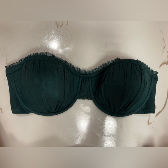 J. Crew Strapless Swimsuit Top 36D EUC Teal Tulle - Picture 1 of 5